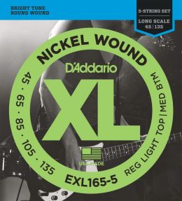 D'Addario EXL 165-5, struny do git. basowej